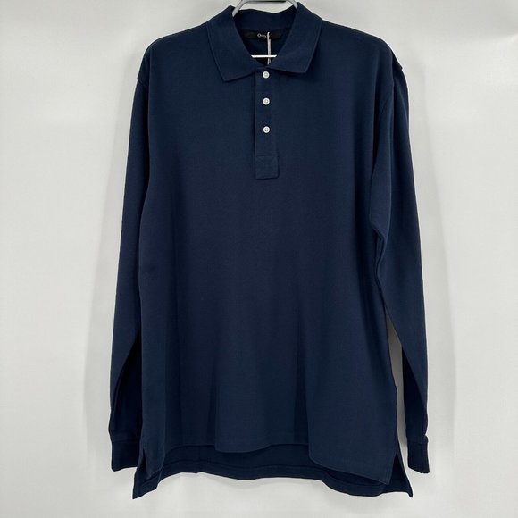 Quince Other - Quince Men's Organic Cotton Long Sleeve Pique Polo Shirt Navy Blue sz S NWT